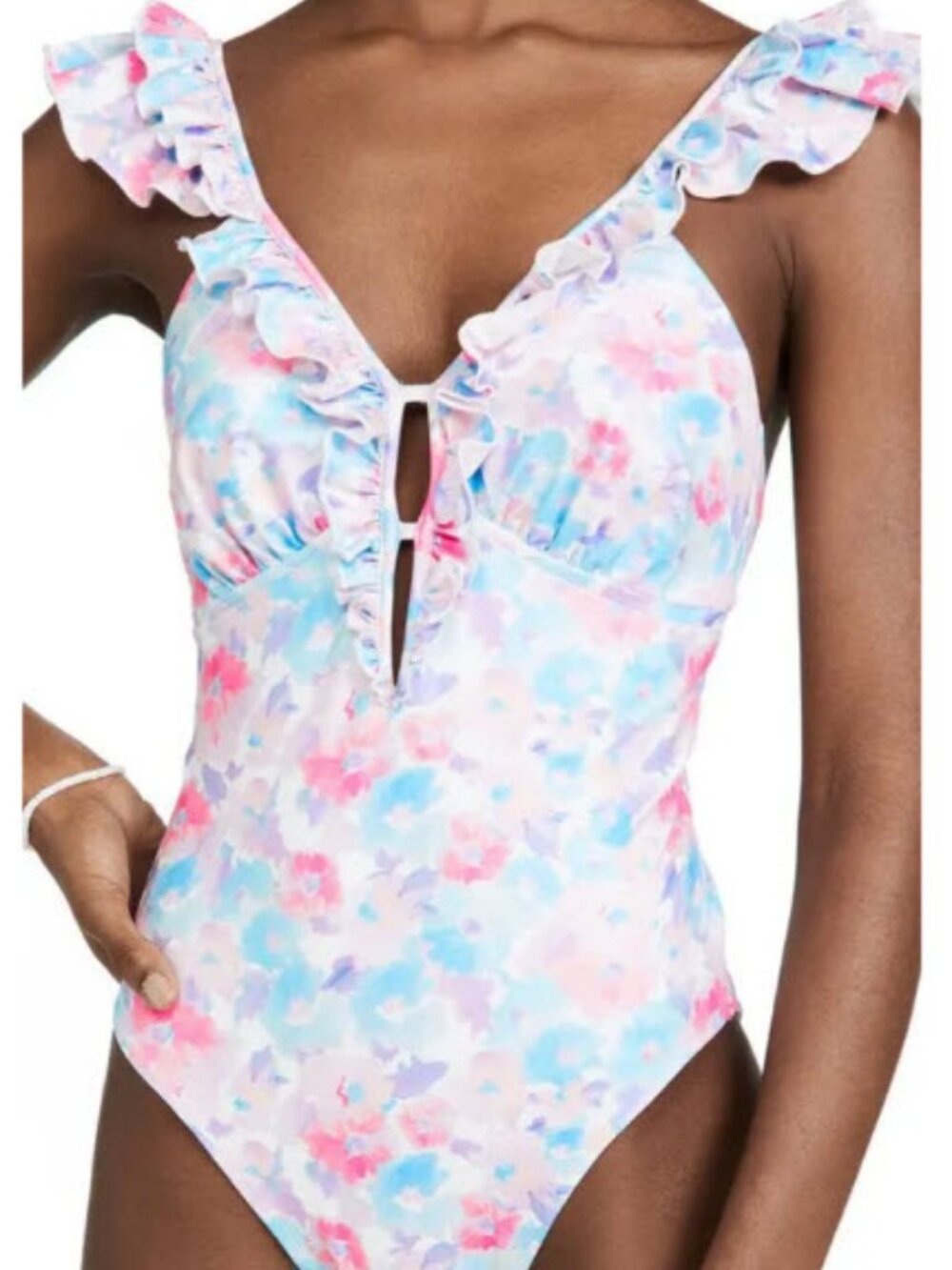 Womens LoveShackFancy Tibbie Multicolor Floral (Item- 33) One Piece Swimsuit XS